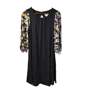 Anthropologie Maeve Sawyer Floral Sleeves Polka Dot Dress Size XSmall Bohemian